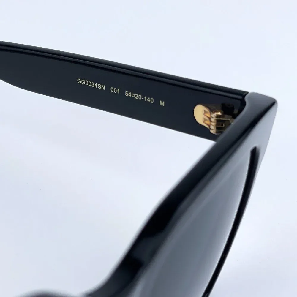 NEW GUCCI GG0034SN 001 Black Grey Square Women Sunglasses
